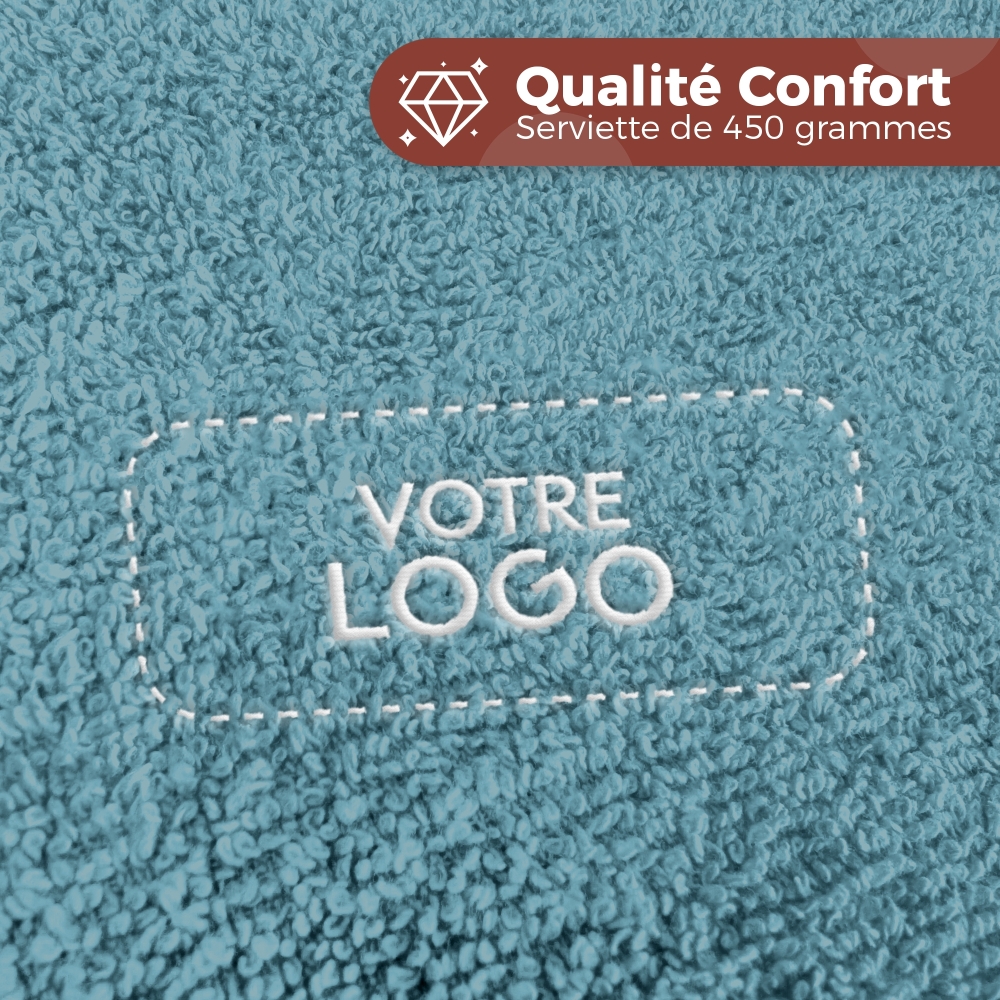 Serviette de bain Bleu Orage personnalisée avec votre logo - 450gr/m²