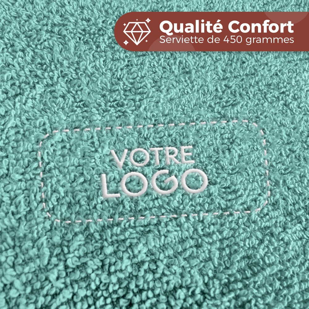 Serviette de bain bleu ciel personnalisée avec votre logo - 450gr/m²
