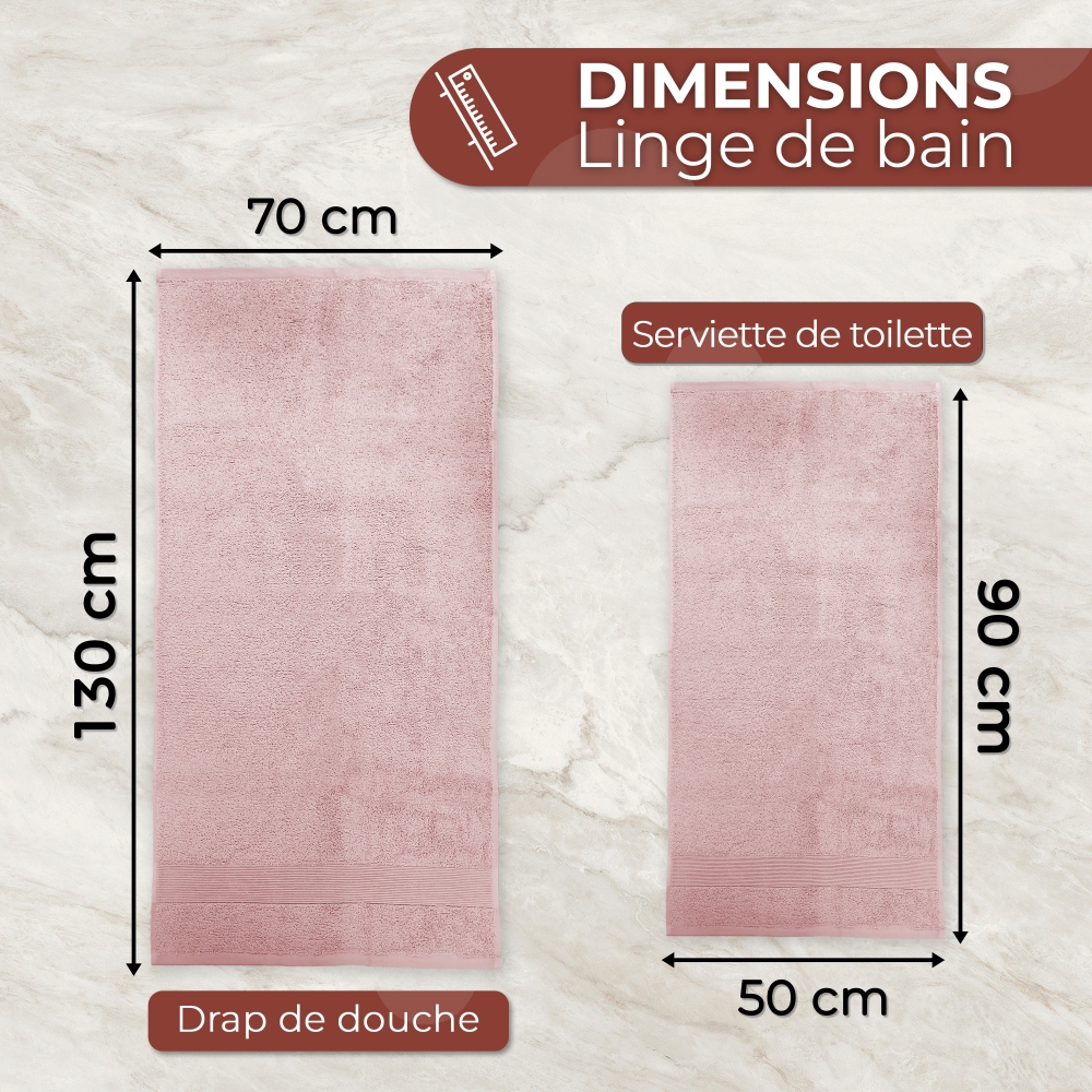 Serviette de bain rose personnalisée avec votre logo - 450gr/m²