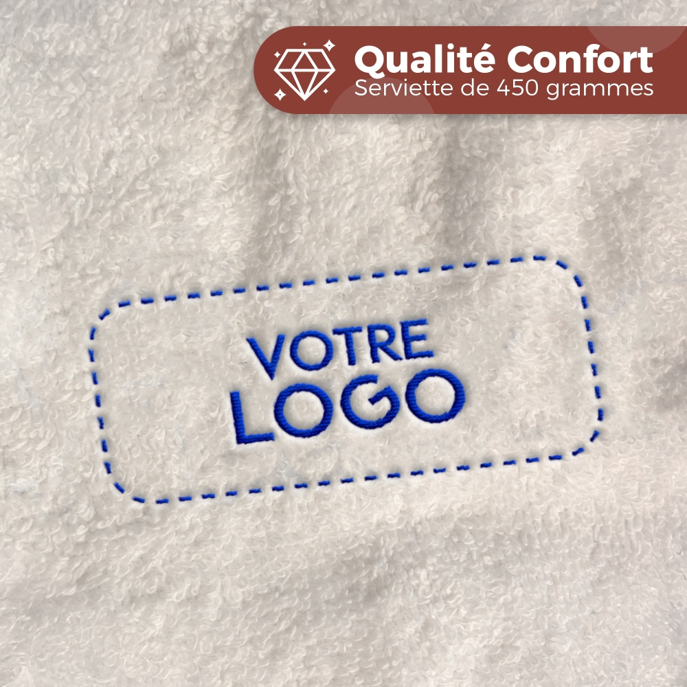 Serviette de bain blanc personnalisée avec votre logo - 450gr/m²