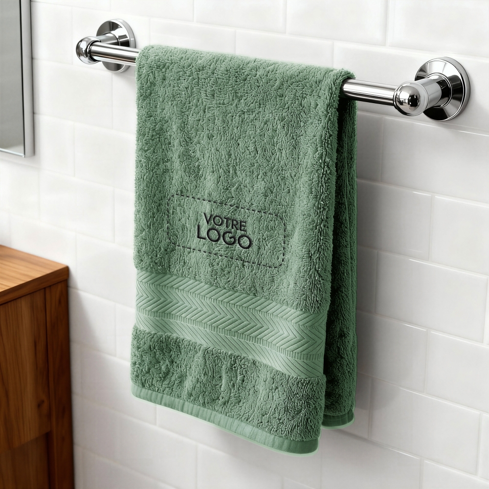 Serviette de bain vert d'eau personnalisée avec votre logo - 450gr/m²