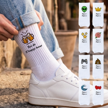 Chaussettes personnalisées texte et icone