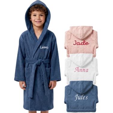 Peignoir de bain bleu enfant