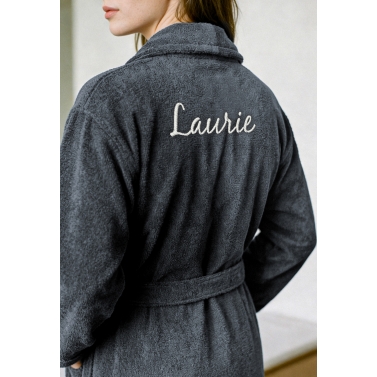 Peignoir de bain anthracite femme personnalisé