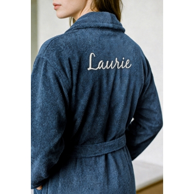 Peignoir de bain bleu femme personnalisé