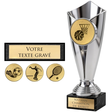 Trophée argenté personnalisable - 16 modèles