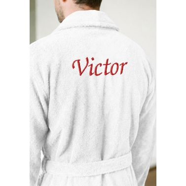 Peignoir de bain homme blanc personnalisé