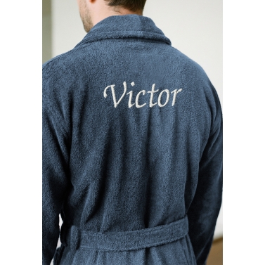 Peignoir de bain bleu homme personnalisé