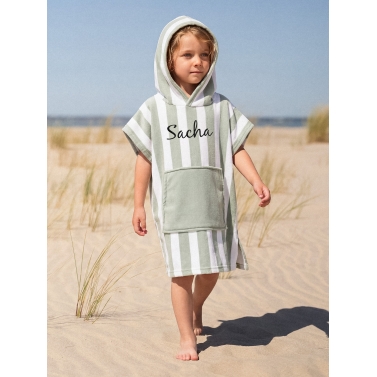 Poncho pour enfant personnalisé avec prénom - Vert