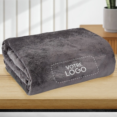 Plaid polaire Anthracite 130x160 personnalisé avec votre logo