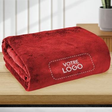 Plaid polaire Rouge 130x160 personnalisé avec votre logo
