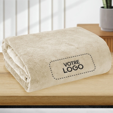 Plaid polaire Ecru 130x160 personnalisé avec votre logo