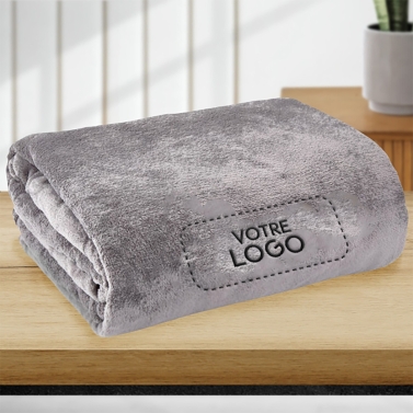 Plaid polaire Gris 130x160 personnalisé avec votre logo