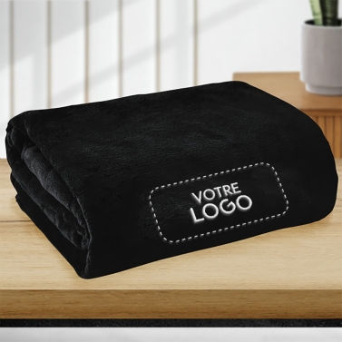 Plaid polaire Noir 130x160 personnalisé avec votre logo