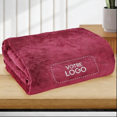 Plaid polaire Marsala 130x160 personnalisé avec votre logo