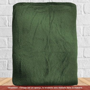 Plaid microfibre Vert Kaki 125x150 brodé avec votre logo
