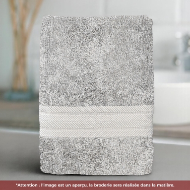 Serviette Gris perle luxe personnalisée avec votre logo - 550gr/m²