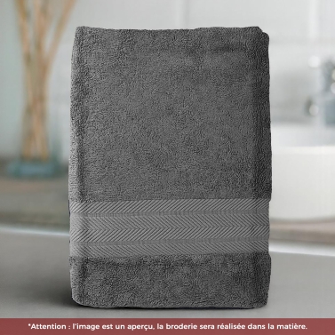 Serviette Anthracite luxe personnalisée avec votre logo - 550gr/m²