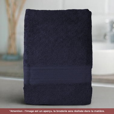 Serviette Bleu nuit luxe personnalisée avec votre logo - 550gr/m²