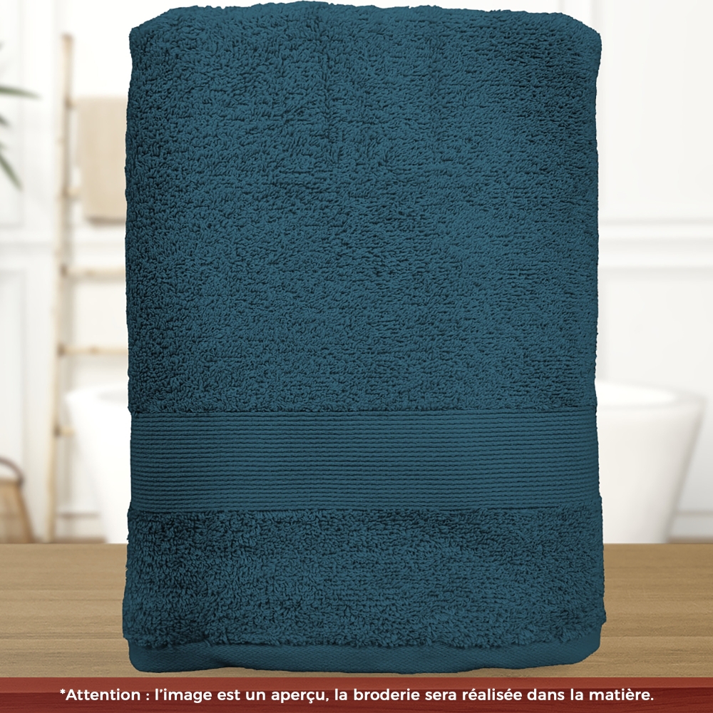 Serviette de bain bleu égéen personnalisée avec votre logo - 450gr/m²