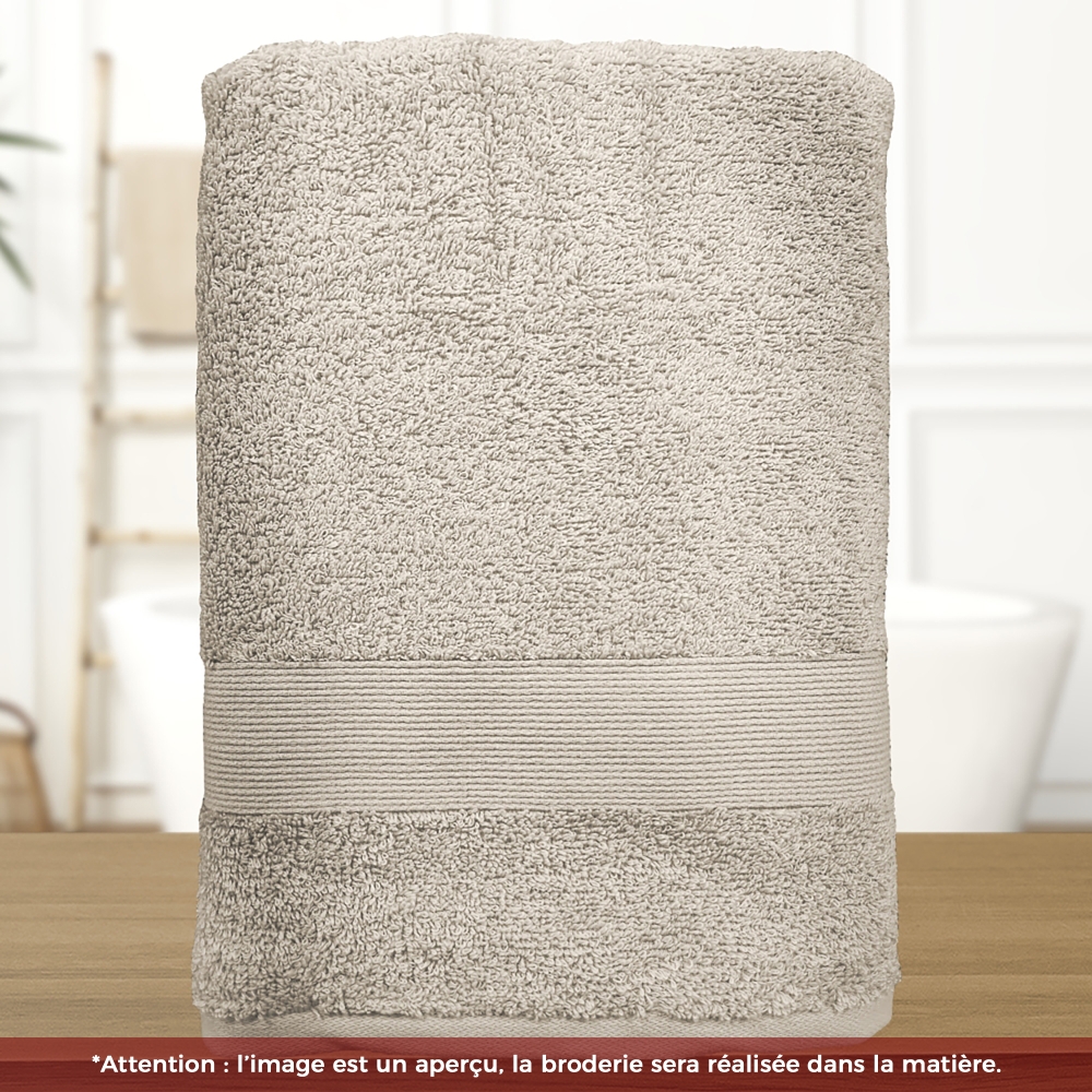 Serviette de bain taupe personnalisée avec votre logo - 450gr/m²