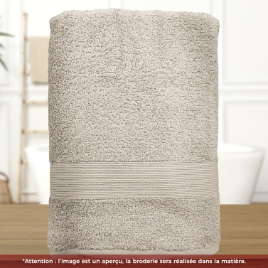 Serviette de bain taupe personnalisée avec votre logo - 450gr/m²