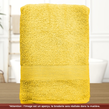Serviette de bain jaune personnalisée avec votre logo - 450gr/m²