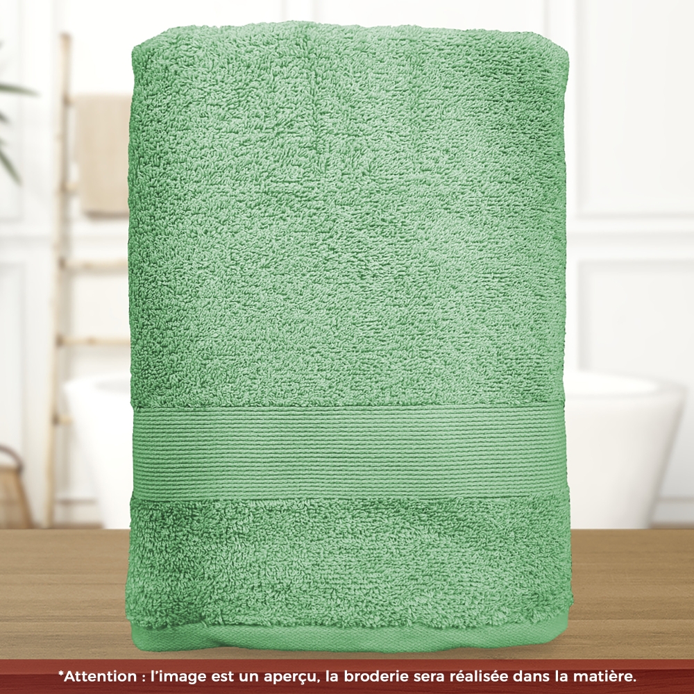 Serviette de bain vert d'eau personnalisée avec votre logo - 450gr/m²