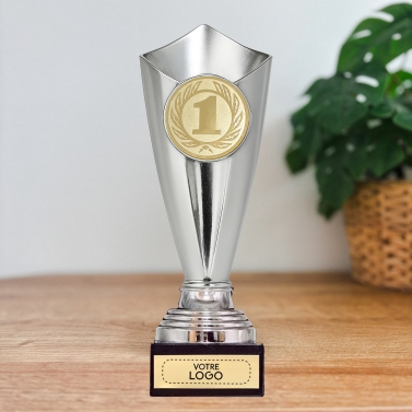 Trophée argenté personnalisable avec votre logo - 16 modèles
