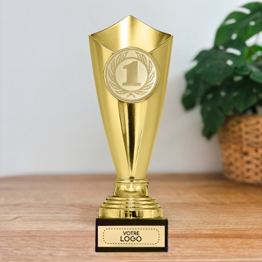 Trophée doré personnalisable avec votre logo - 16 modèles