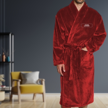 Peignoir de chambre rouge homme personnalisé avec votre logo