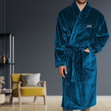 Peignoir de chambre homme bleu personnalisé avec votre logo