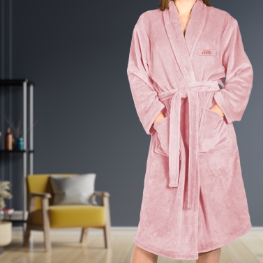 Peignoir de chambre femme rose personnalisé avec votre logo