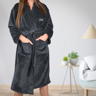 Peignoir de chambre femme anthracite personnalisé avec votre logo