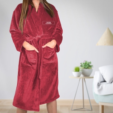 Peignoir de chambre rouge femme personnalisé avec votre logo
