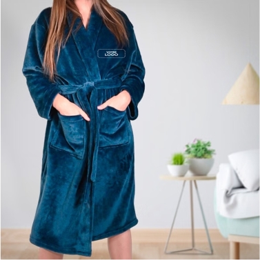 Peignoir de chambre femme bleu personnalisé avec votre logo