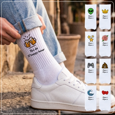 Chaussettes personnalisées texte et icone