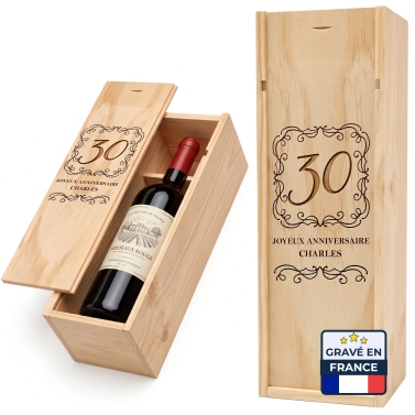 Caisse à vin anniversaire gravée