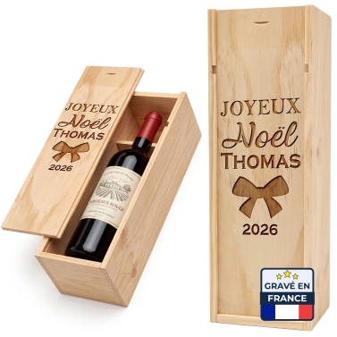 Caisse à vin Noël gravée