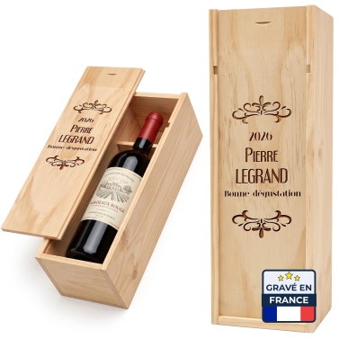 Caisse à vin design gravée