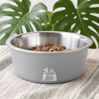 Gamelle pour chien gravée grise