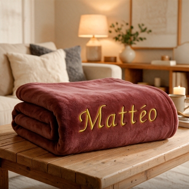 Plaid polaire Marsala 130x160 personnalisé
