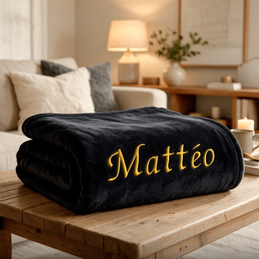 Plaid polaire Noir 130x160 personnalisé