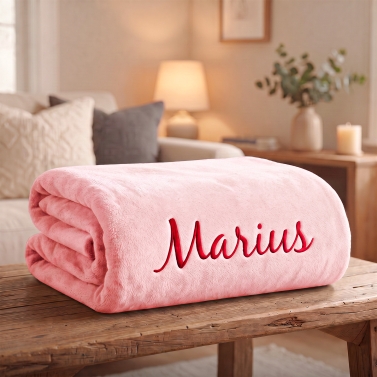 Plaid polaire Rose 130x160 personnalisé