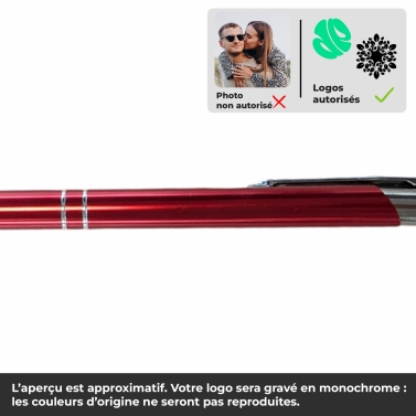Stylo rouge en acier inoxydable personnalisé avec votre logo
