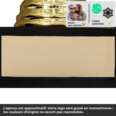 Trophée statuette dorée personnalisée avec votre logo
