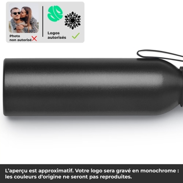 Gourde noire à graver avec votre logo