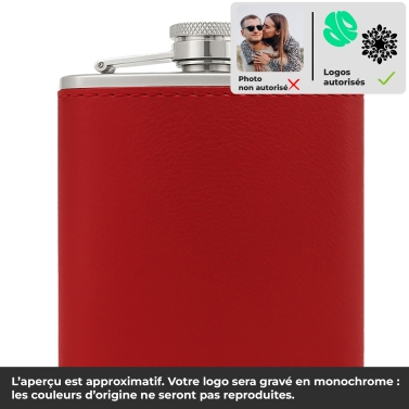 Flasque en cuir rouge à personnaliser avec votre logo