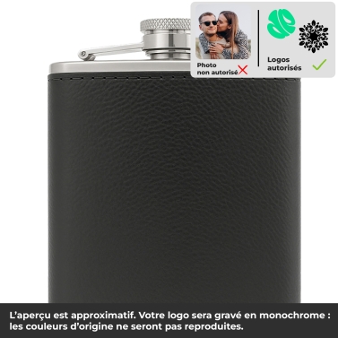 Flasque en cuir noir personnalisée avec votre logo