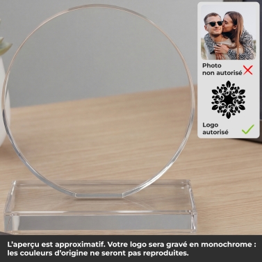 Trophée en verre personnalisé avec votre logo - Petit modèle